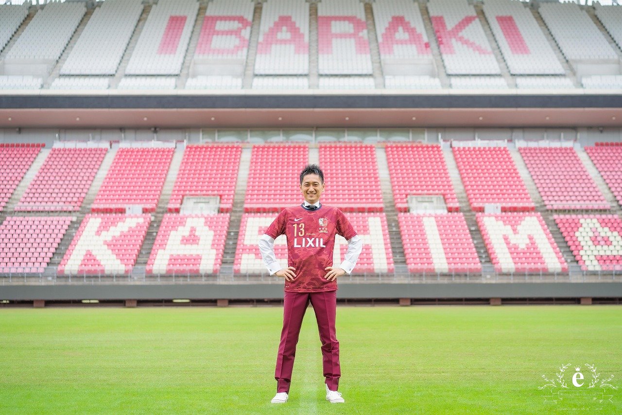 カシマスタジアム　前撮り　フォトウェディング　洋装　サッカー　ファン　鹿島　水戸　エクラ